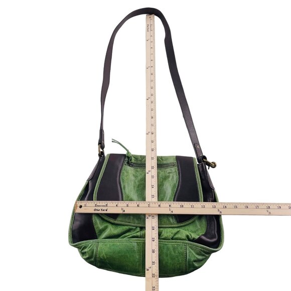 Kate Landry Kelly Green & Brown Leather Shoulder Bag Crossbody - Picture 5 of 5